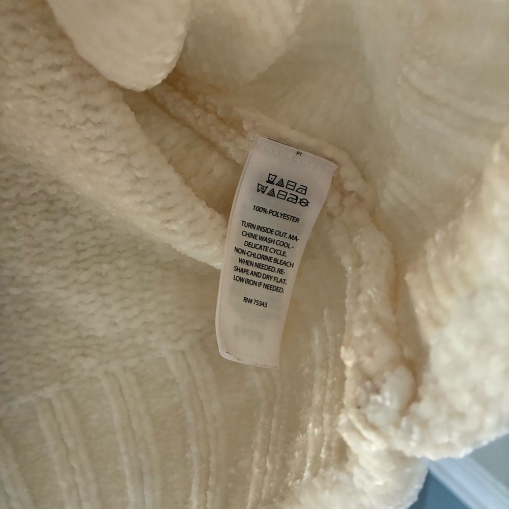 Christian Siriano New York Cream Chenille Ribbed Knit Sweater Women’s Large - Picture 4 of 7